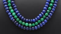 3 Layers Emerald & Blue Sapphire Gemstone Melon Shape Necklace NP1389 photo 2