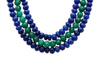 3 Layers Emerald & Blue Sapphire Gemstone Melon Shape Necklace NP1389 photo 4
