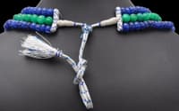 3 Layers Emerald & Blue Sapphire Gemstone Melon Shape Necklace NP1389 photo 5