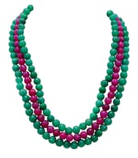 3 Layers Ruby & Emerald Gemstone Melon Shape Necklace NP1393 photo 1