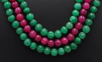 3 Layers Ruby & Emerald Gemstone Melon Shape Necklace NP1393 photo 2