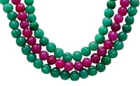 3 Layers Ruby & Emerald Gemstone Melon Shape Necklace NP1393 photo 4