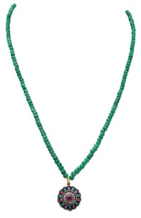 Ruby & Emerald Gemstone Faceted Beaded Necklace With Silver Element NP1406 photo 1