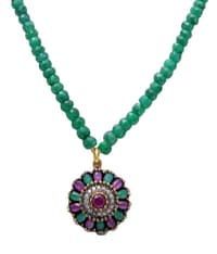 Ruby & Emerald Gemstone Faceted Beaded Necklace With Silver Element NP1406 photo 2