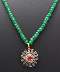 Ruby & Emerald Gemstone Faceted Beaded Necklace With Silver Element NP1406 photo 4