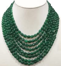 Beautiful 8 Layers Emerald Oval Shape Gemstone Beads Necklace NP1423 photo 1