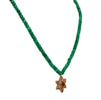 Emerald Faceted Beads String With Ruby Studded Pendant NP1434 photo 2