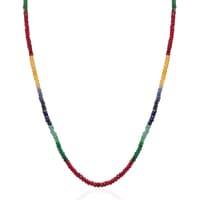 Ruby Emerald Sapphire Gemstone Faceted Beads Necklace NP1487 photo 1