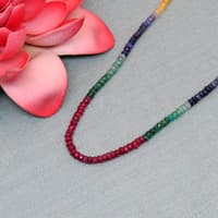 Ruby Emerald Sapphire Gemstone Faceted Beads Necklace NP1487 photo 5
