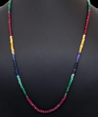 Ruby Emerald Sapphire Gemstone Faceted Beads Necklace NP1488 photo 4