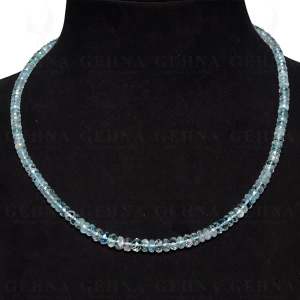 Single Line 141 Carats Aquamarine Gemstone Faceted Bead Necklace AQ1001
