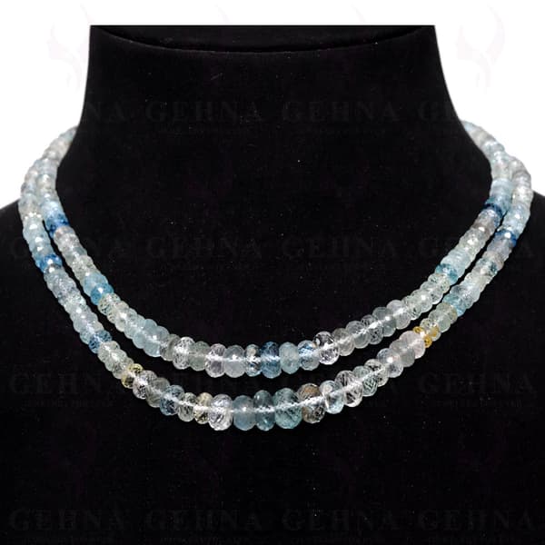 2 Lines 284 Carats Aquamarine Gemstone Faceted Bead Necklace AQ1006