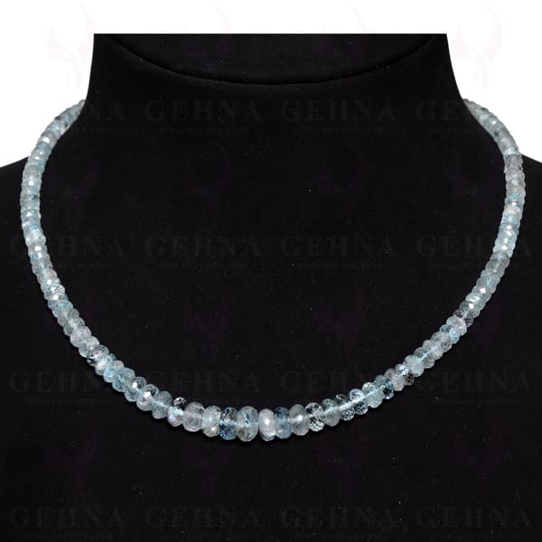 Single Line 137 Carats Aquamarine Gemstone Faceted Bead Necklace AQ1010
