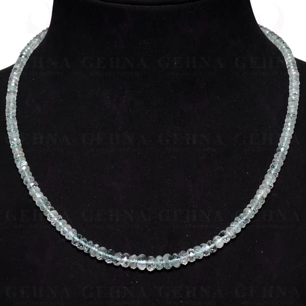 Single Line 142 Carats Aquamarine Gemstone Faceted Bead Necklace AQ1011