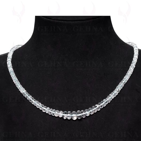 Single Line 184 Carats Aquamarine Gemstone Faceted Bead Necklace AQ1014
