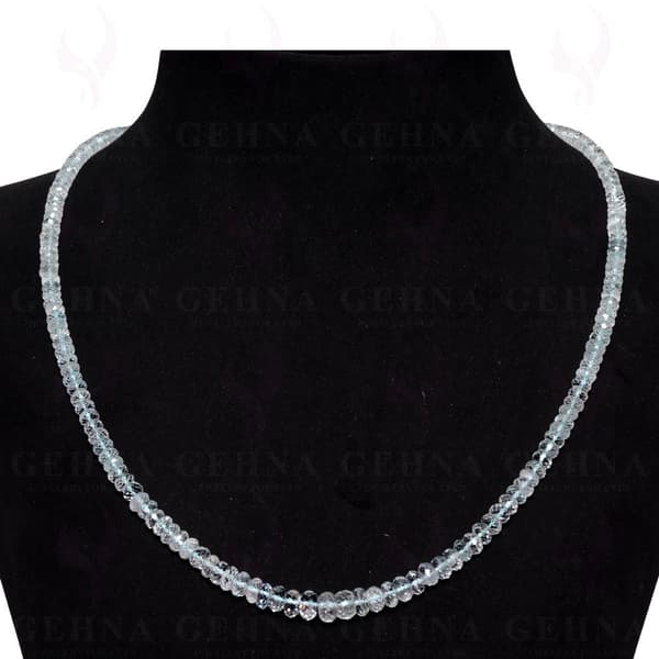 Single Line 165 Carats Aquamarine Gemstone Faceted Bead Necklace AQ1018
