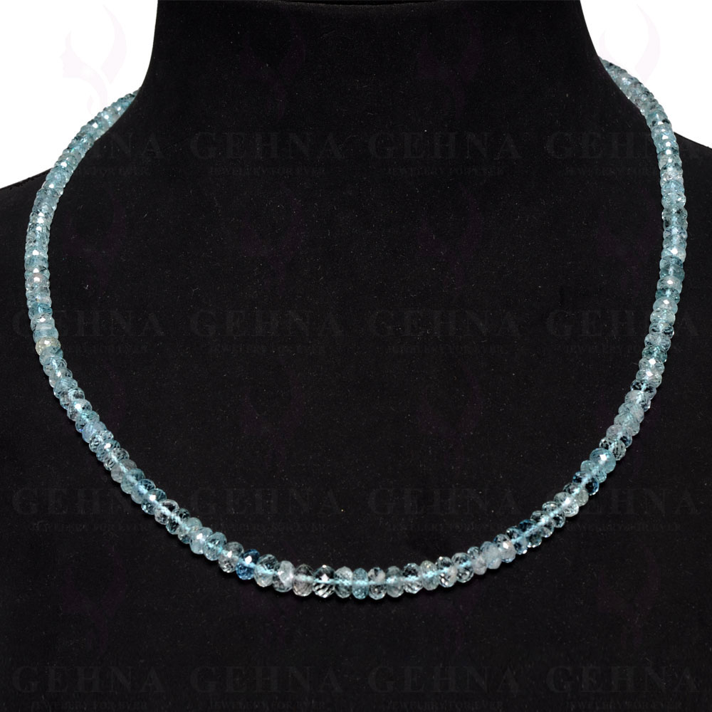 Single Line 141 Carats Aquamarine Gemstone Faceted Bead Necklace AQ1001