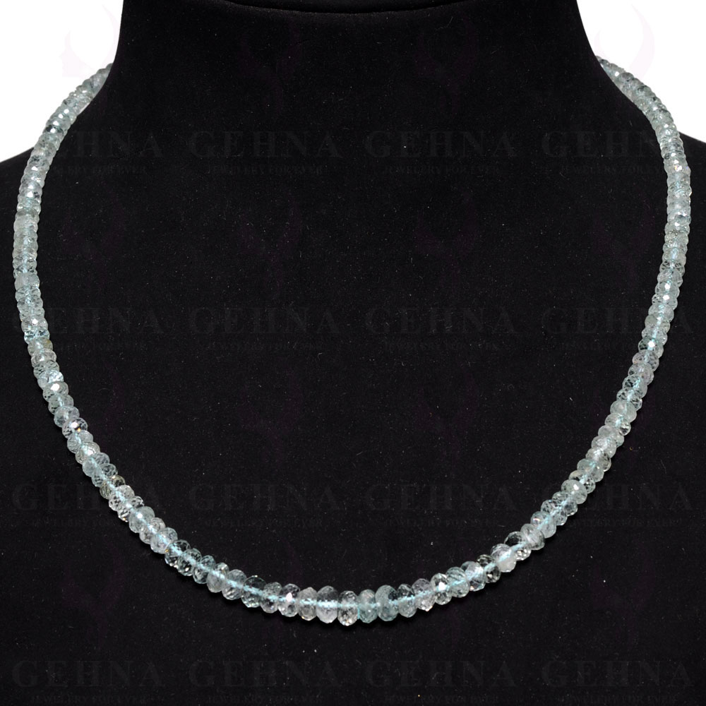 Single Line 142 Carats Aquamarine Gemstone Faceted Bead Necklace AQ1011