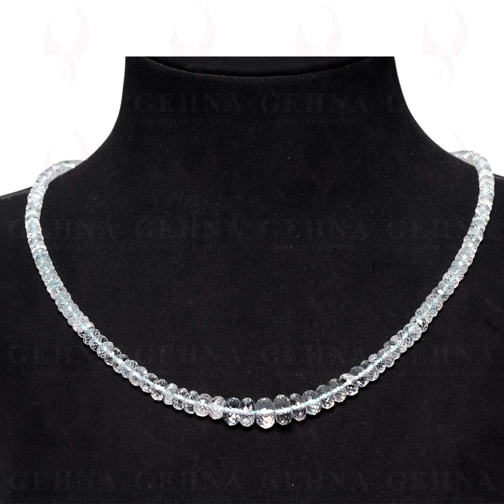 Single Line 184 Carats Aquamarine Gemstone Faceted Bead Necklace AQ1014