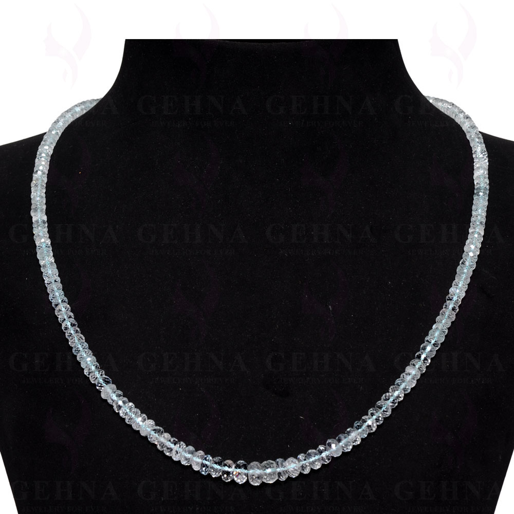 Single Line 165 Carats Aquamarine Gemstone Faceted Bead Necklace AQ1018